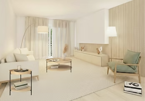 salón decorado en tono cálidos