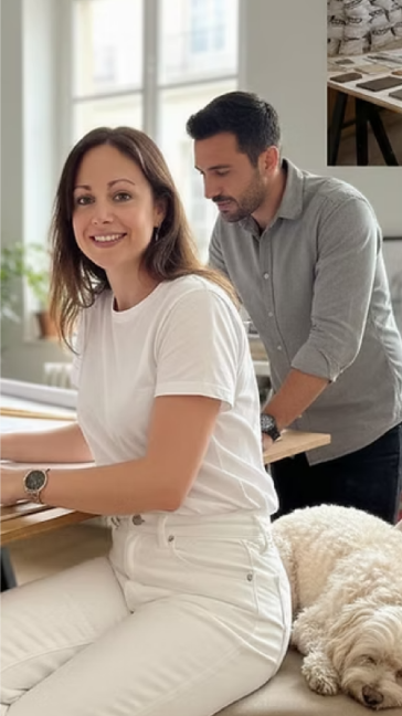 foto mujer y hombre en oficina